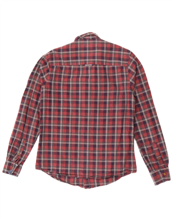Crew Clothing Cămașă de flanel pentru bărbați, bumbac cu carouri mici, roșii