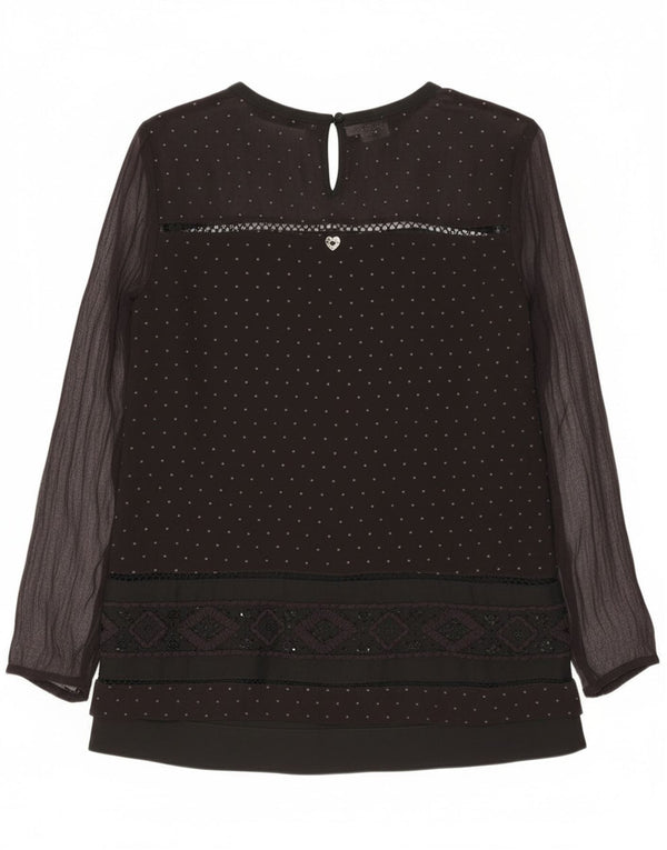 Simona Barbieri Femei Twin-Set Bluze Top UK 10 Small Black Spotted