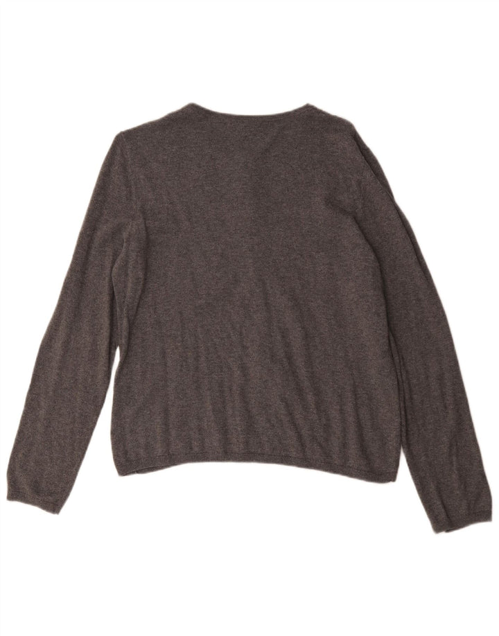 Pulover cardigan pentru femei Laura Ashley UK 14 bumbac gri mediu