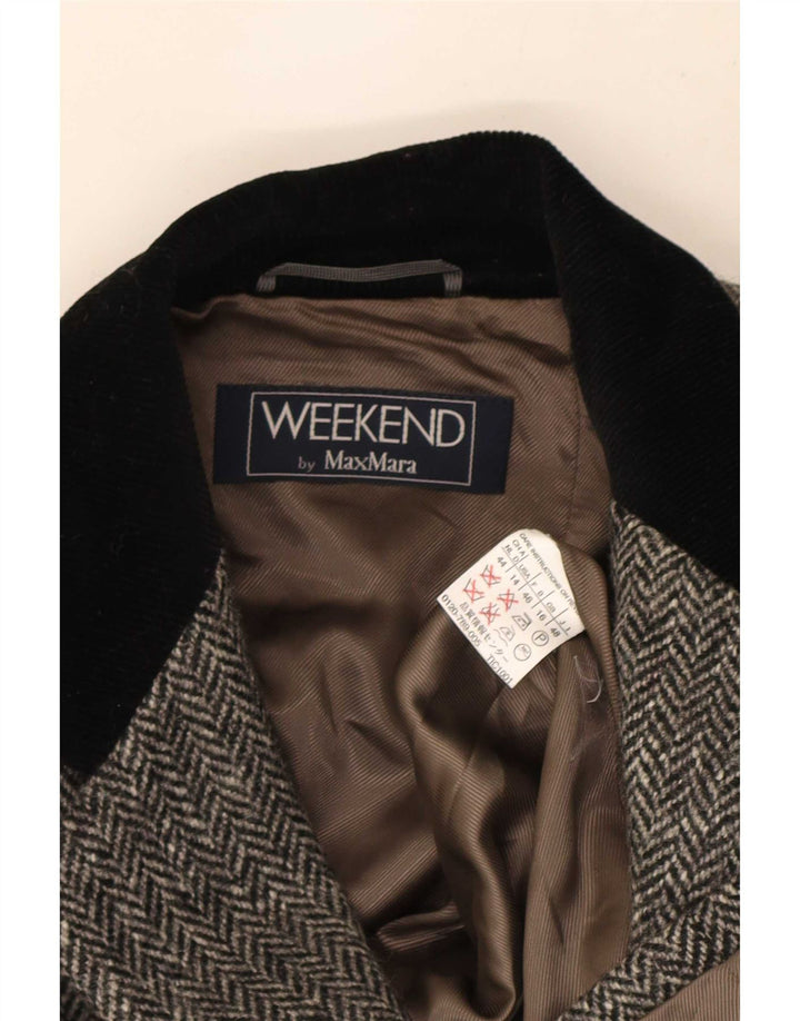 Sacou blazer pentru femei de weekend cu 3 nasturi Max Mara UK 16, mare, gri, oase