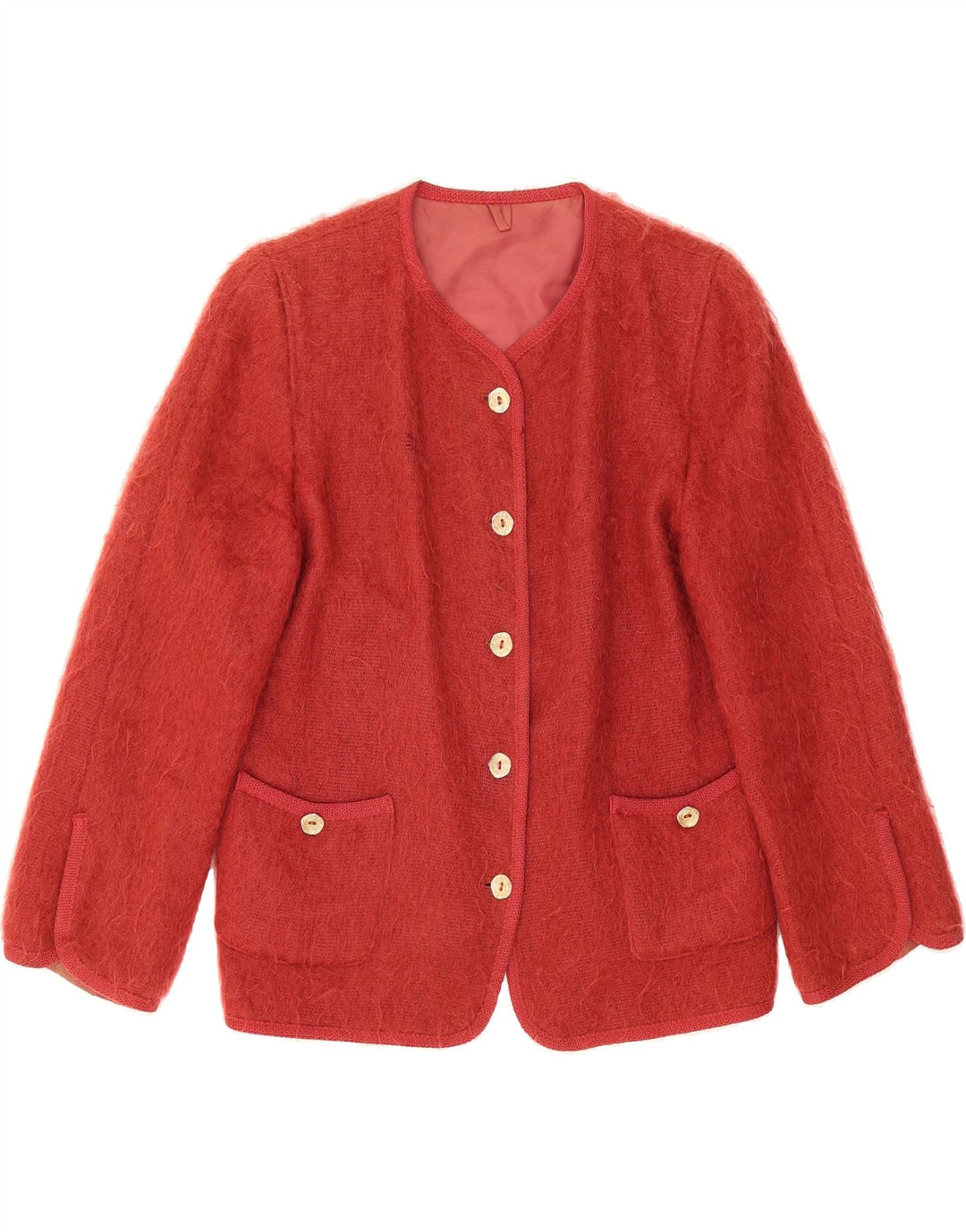 VINTAGE Womens 5 Button Blazer Jacket UK 14 Medium Red Wool Vintage Vintage and Second-Hand Vintage from Messina Hembry 