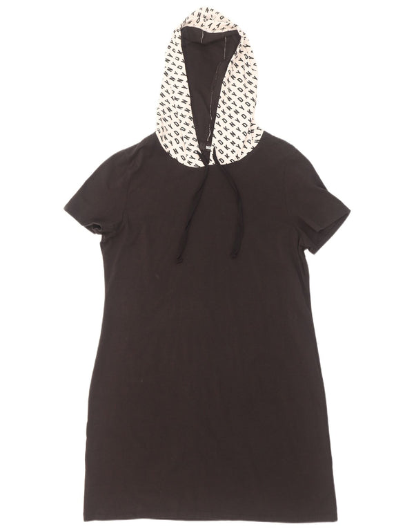 Rochie tricou cu glugă Dkny pentru femei UK 18 XL, bumbac color bloc negru