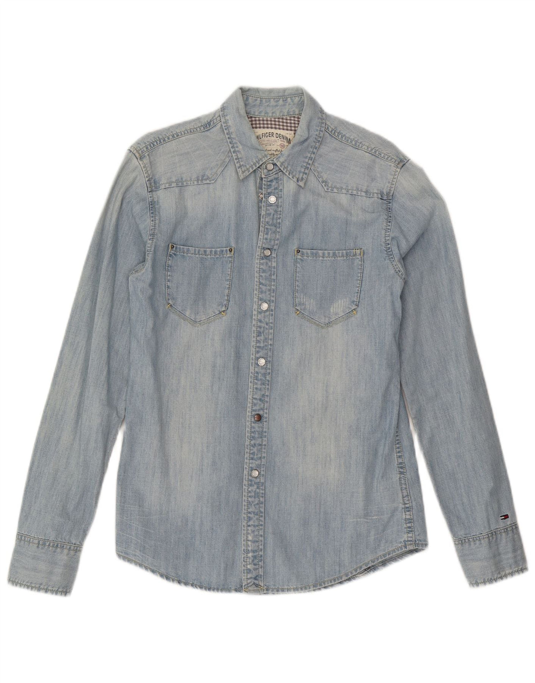 Cămașă Tommy Hilfiger pentru bărbați din denim mic, albastru, bumbac
