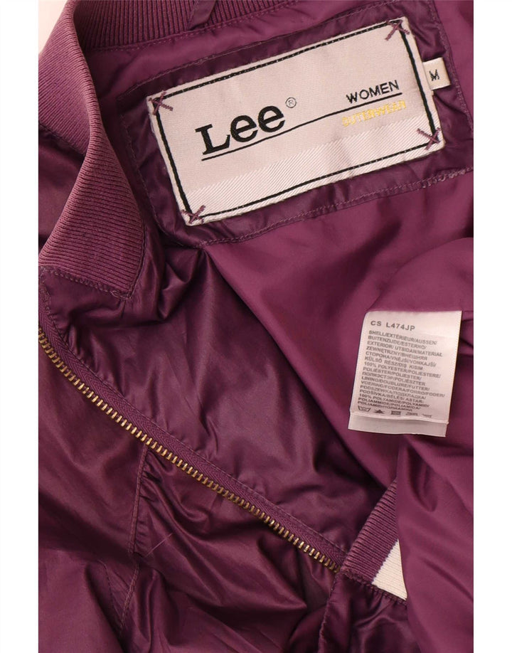 Jachetă bomber grafică pentru femei Lee UK 14 Medium Burgundy Poliester