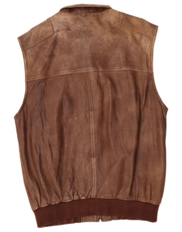 Gilet de piele Exquisit pentru bărbați IT 52 XL maro