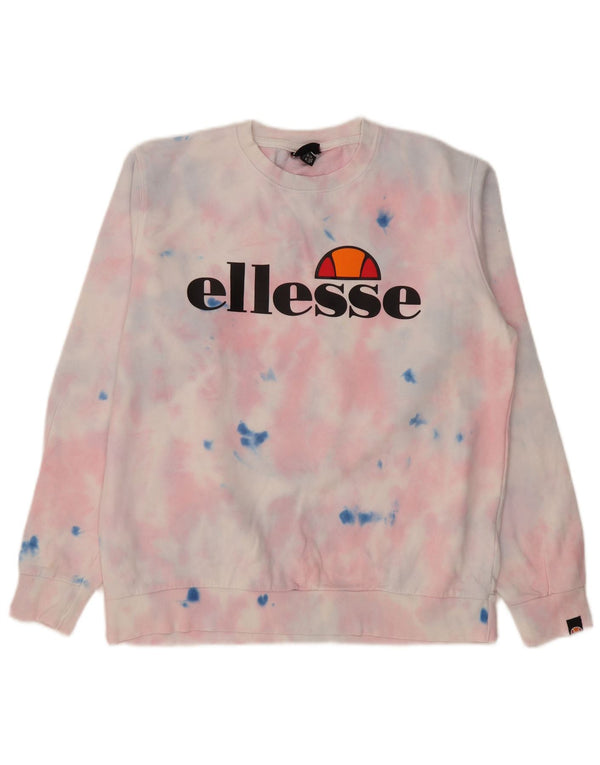 Pulover cu grafic pentru femei Ellesse UK 12 Bumbac Tie Dye Roz mediu