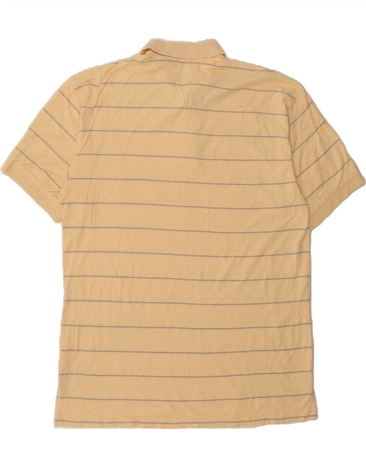 IZOD Mens Polo Shirt Large Beige Striped Cotton Vintage Izod and Second-Hand Izod from Messina Hembry 