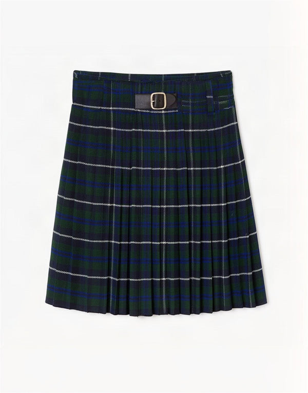 Vintage Womens Pleated Wrap Skirt W32 Large Green Plaid