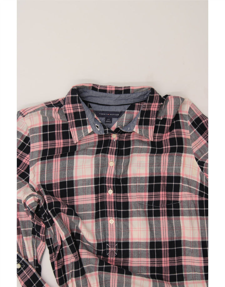 TOMMY HILFIGER Womens Pullover Shirt UK 16 Large Multicoloured Check Vintage Tommy Hilfiger and Second-Hand Tommy Hilfiger from Messina Hembry 