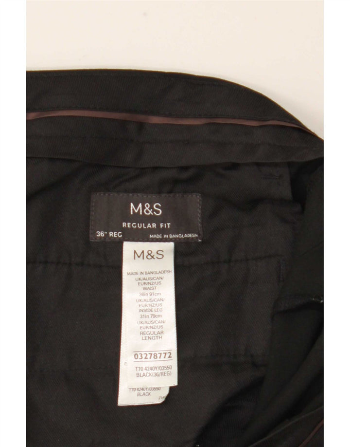 Marks & Spencer Pantaloni de costum pentru bărbați, drepti, cu croiala normală, W36 L31, negri