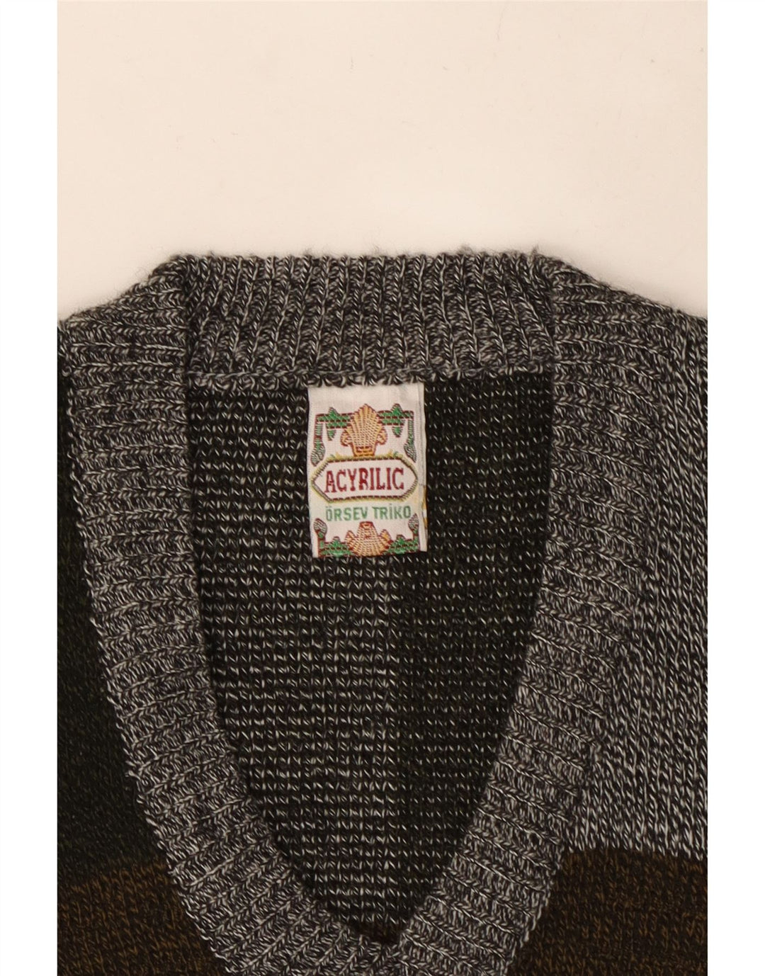 VINTAGE Vestă pentru bărbați Tank Top Gri mediu Acrilic Colorblock