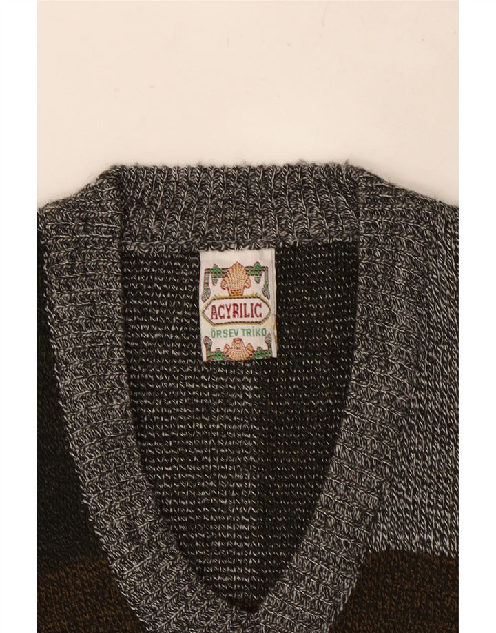 VINTAGE Vestă pentru bărbați Tank Top Gri mediu Acrilic Colorblock