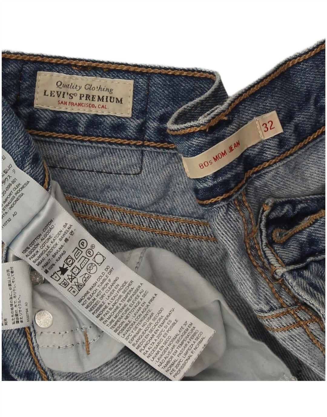 Blugi conici pentru femei Levi's Mom W32 L30 Bumbac albastru