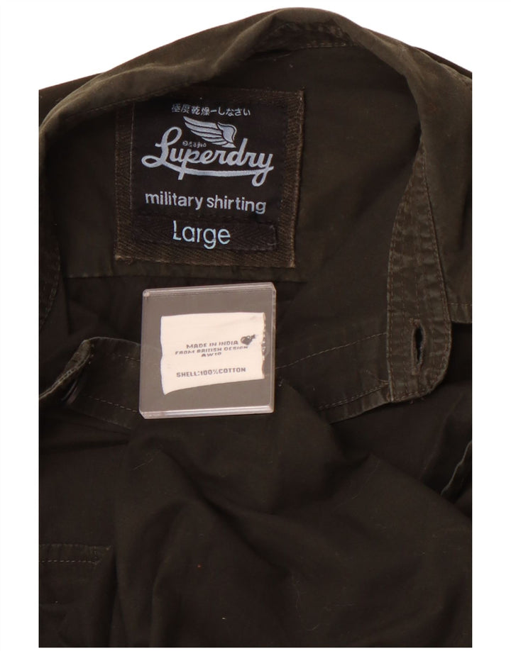 Cămașă militară pentru bărbați SUPERDRY, bumbac kaki mare