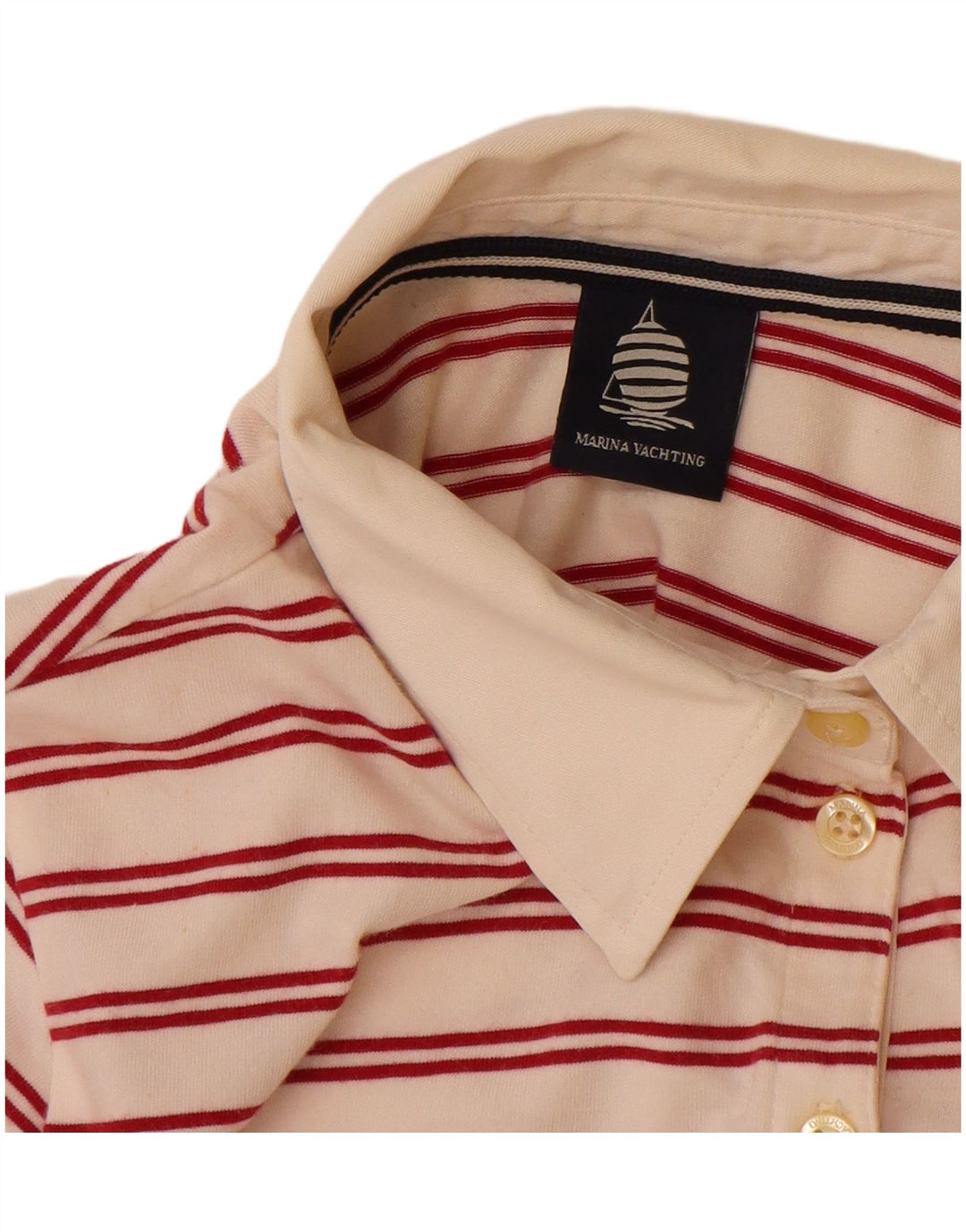 MARINA YACHTING Tricou polo Rugby pentru femei UK 12 Mediu în dungi alb
