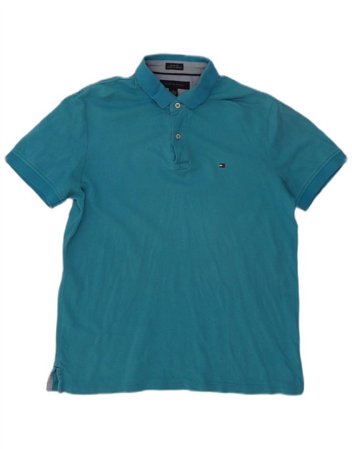 TOMMY HILFIGER Tricou polo personalizat pentru bărbați, albastru mediu