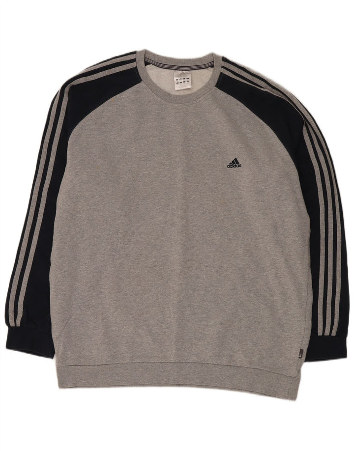 Pulover pentru bărbați ADIDAS 2XL, bumbac color bloc, gri