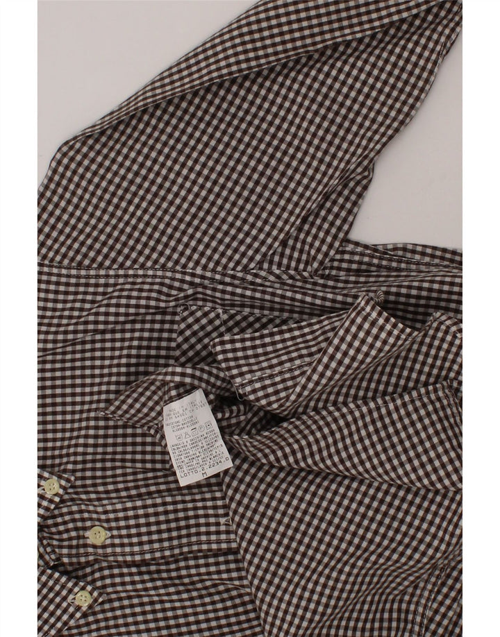 BENETTON Boys Shirt 7-8 Years Medium  Brown Gingham Cotton Vintage Benetton and Second-Hand Benetton from Messina Hembry 