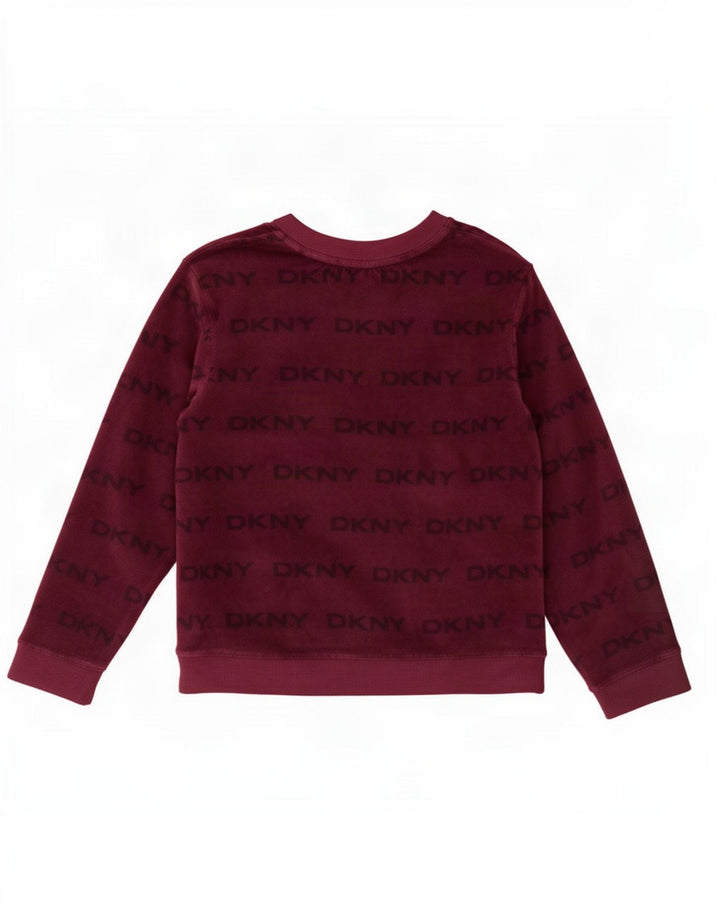 Dkny Top grafic pentru femei cu mânecă lungă UK 18 XL Maroon Poliester