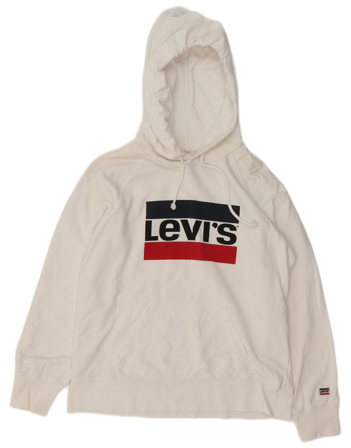Pulover cu glugă cu grafică LEVI'S pentru bărbați, bumbac alb mic