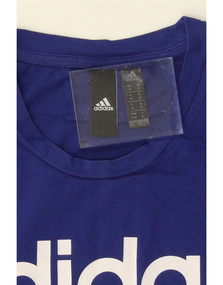 ADIDAS Mens Graphic T-Shirt Top Medium Blue Vintage Adidas and Second-Hand Adidas from Messina Hembry 