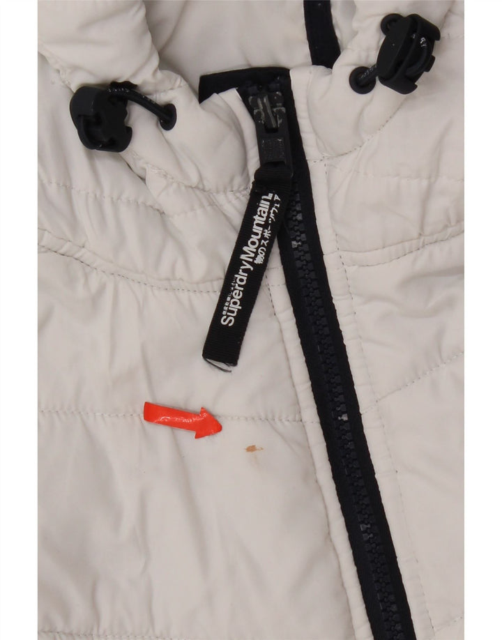 Jachetă căptușită cu glugă Superdry pentru femei UK 8 Small White Colorblock