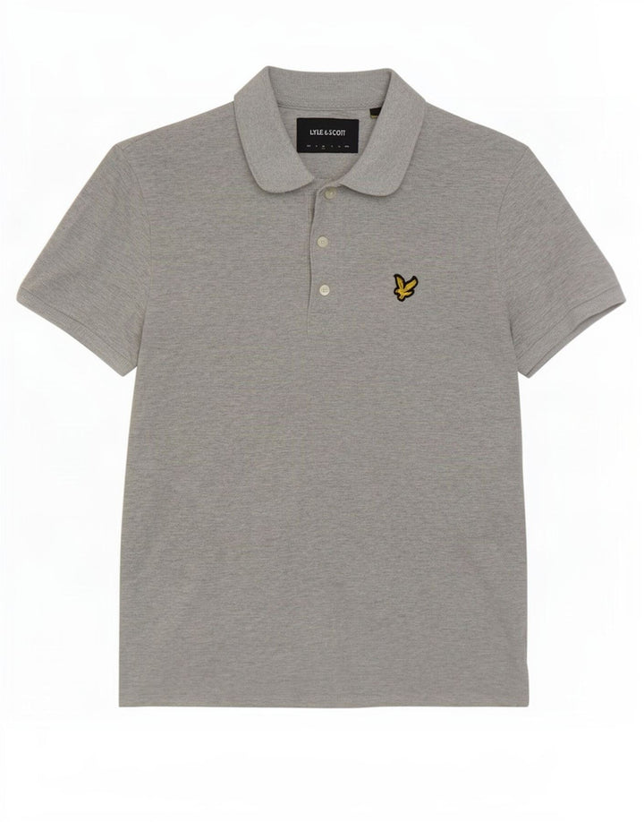 Tricou polo Lyle & Scott pentru bărbați, bumbac cu pete gri mediu