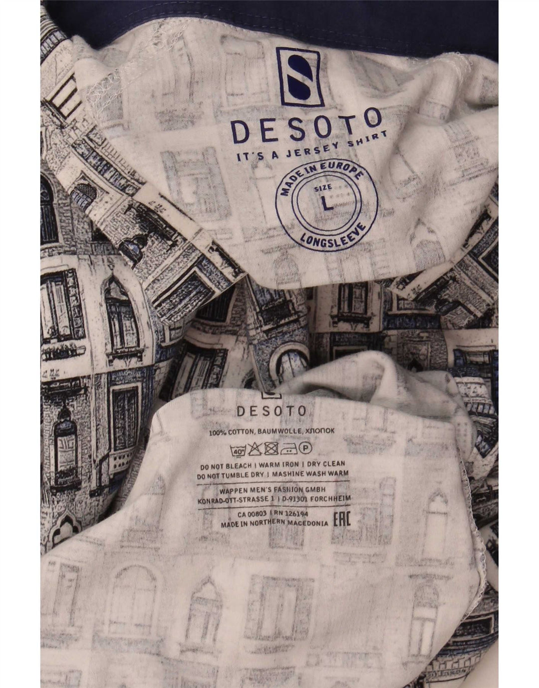 Cămașă Desoto pentru bărbați cu model abstract, bumbac mare, albastru