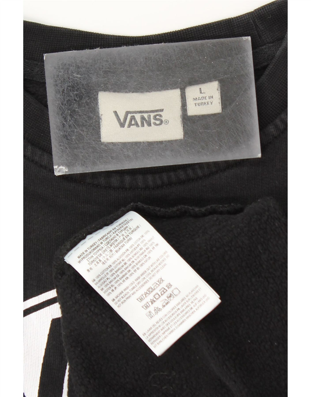 VANS Pulover cu grafic pentru femei UK 14, mare, negru, bumbac
