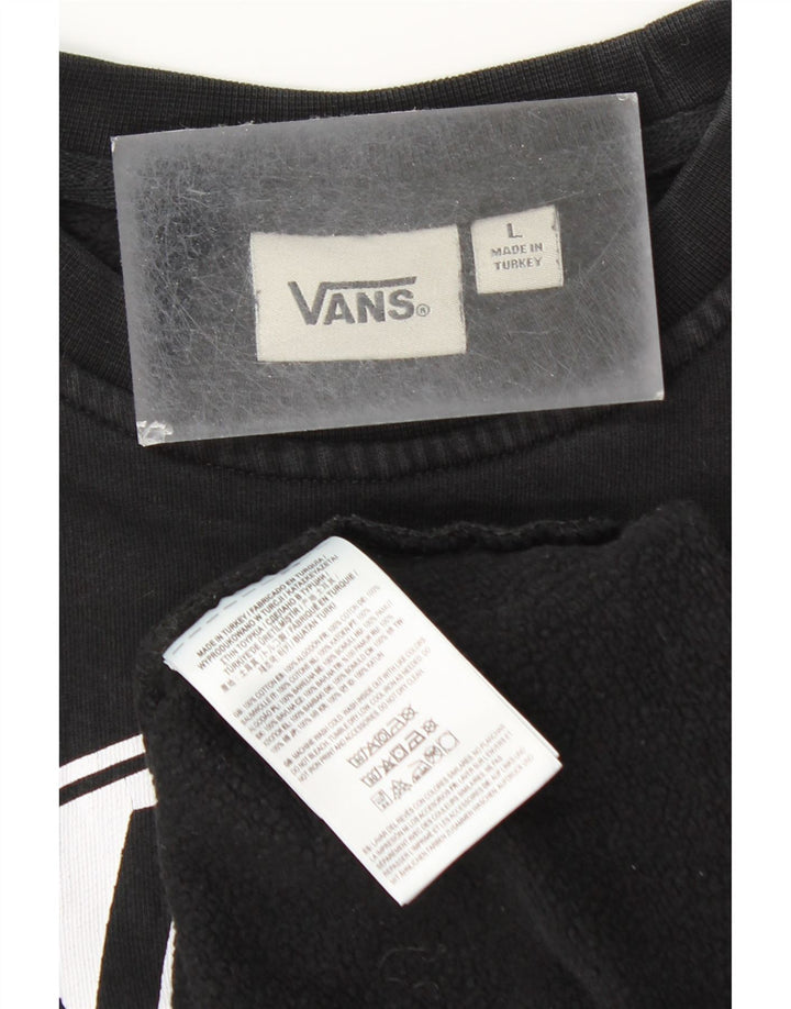 VANS Pulover cu grafic pentru femei UK 14, mare, negru, bumbac