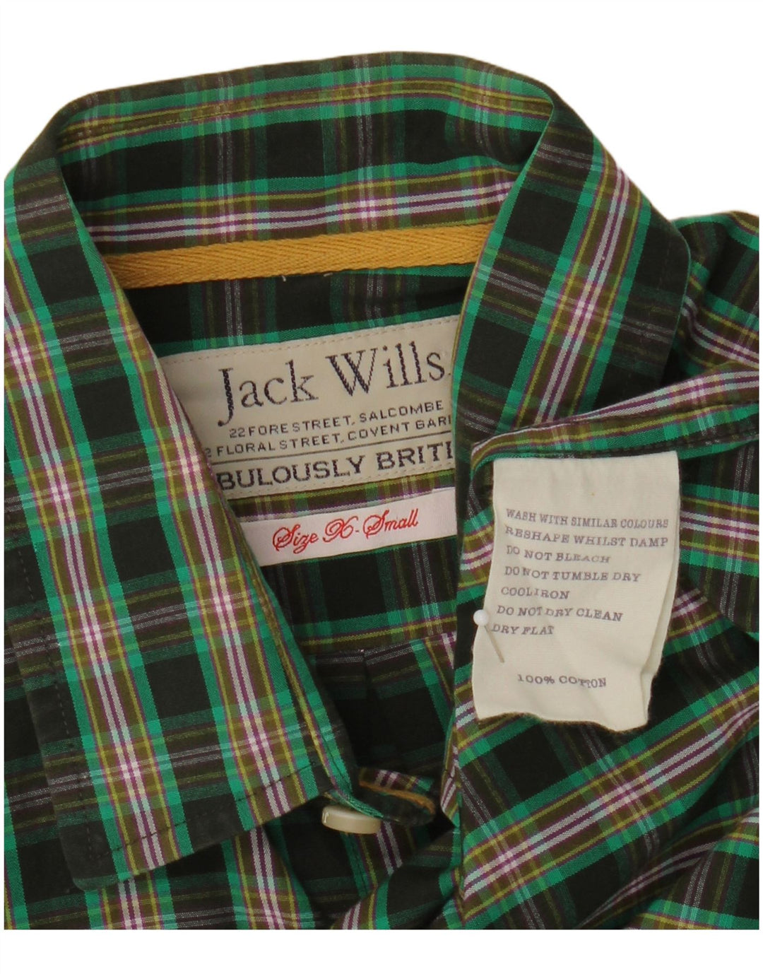 Cămașă Jack Wills pentru bărbați XS, bumbac cu carouri verde