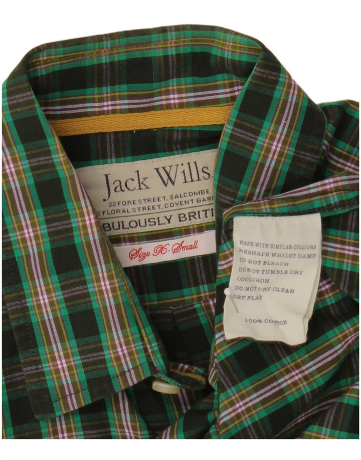 Cămașă Jack Wills pentru bărbați XS, bumbac cu carouri verde