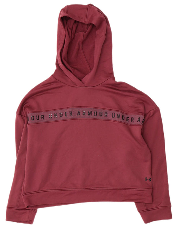 Pulover Under Armour pentru femei Crop Graphic Hoodie UK 10 Small Burgundy