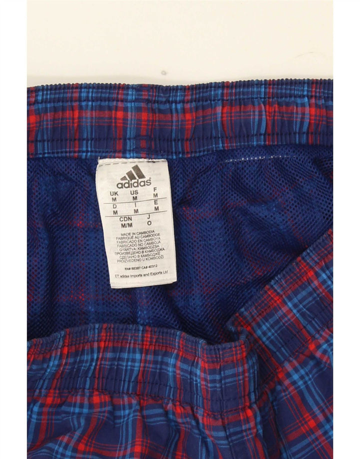 Pantaloni scurți sport adidas pentru bărbați, poliester cu carouri medii bleumarin
