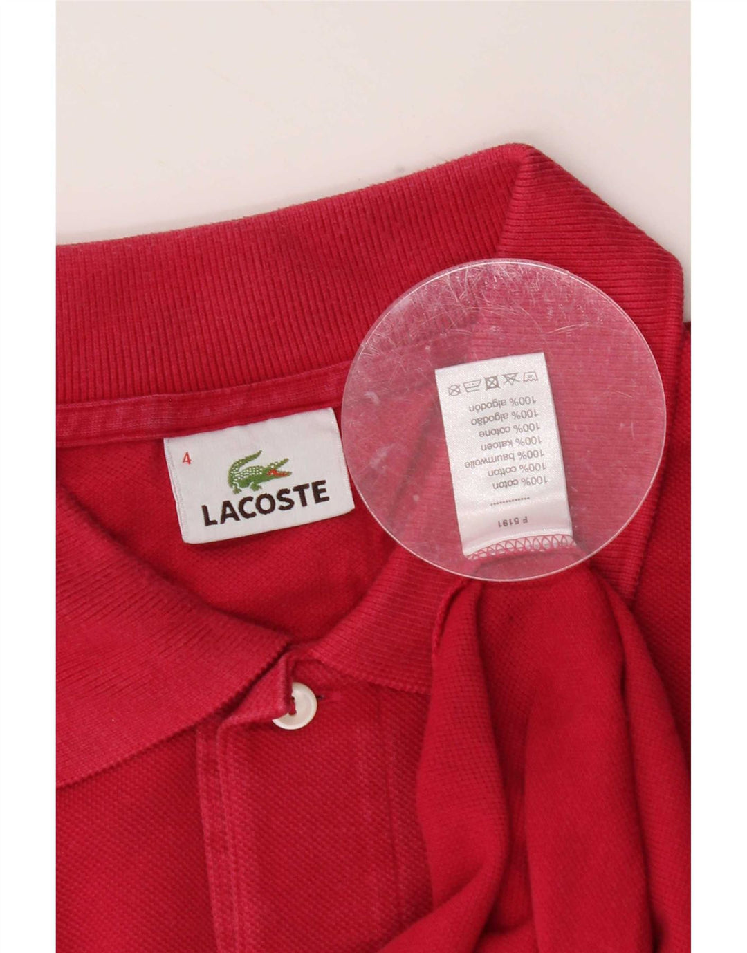Tricou polo Lacoste pentru bărbați, mărimea 4, bumbac roz mediu