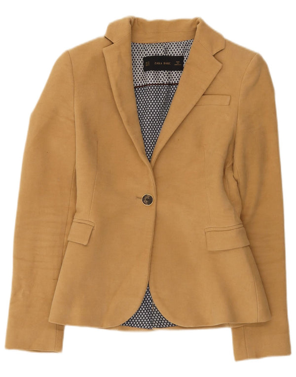 Jachetă Blazer Femei Zara 1 Buton UK 6 XS Bumbac maro