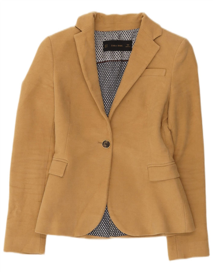 Jachetă Blazer Femei Zara 1 Buton UK 6 XS Bumbac maro