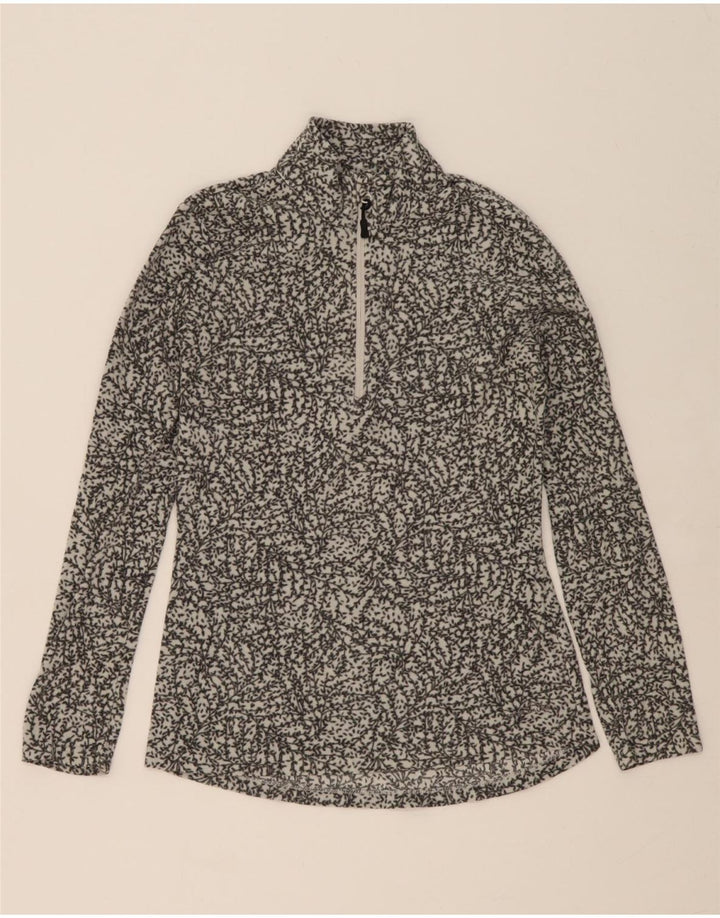 EDDIE BAUER Womens Abstract Pattern Fleece Jumper UK 10 Small White Vintage Eddie Bauer and Second-Hand Eddie Bauer from Messina Hembry 