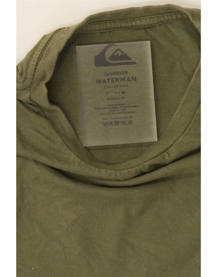 Quiksilver Mens Regular Fit Graphic T-Shirt Top Medium Khaki Cotton