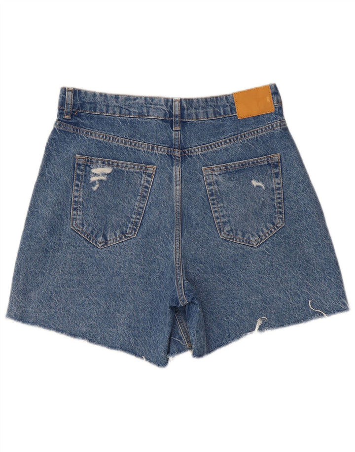 Pantaloni scurți din denim învechit pentru femei cu talie înaltă Zara W30 albastru mediu