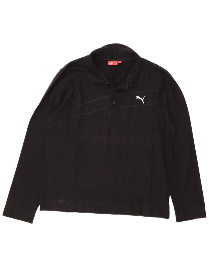 Tricou polo cu mânecă lungă Puma pentru bărbați, bumbac negru mare