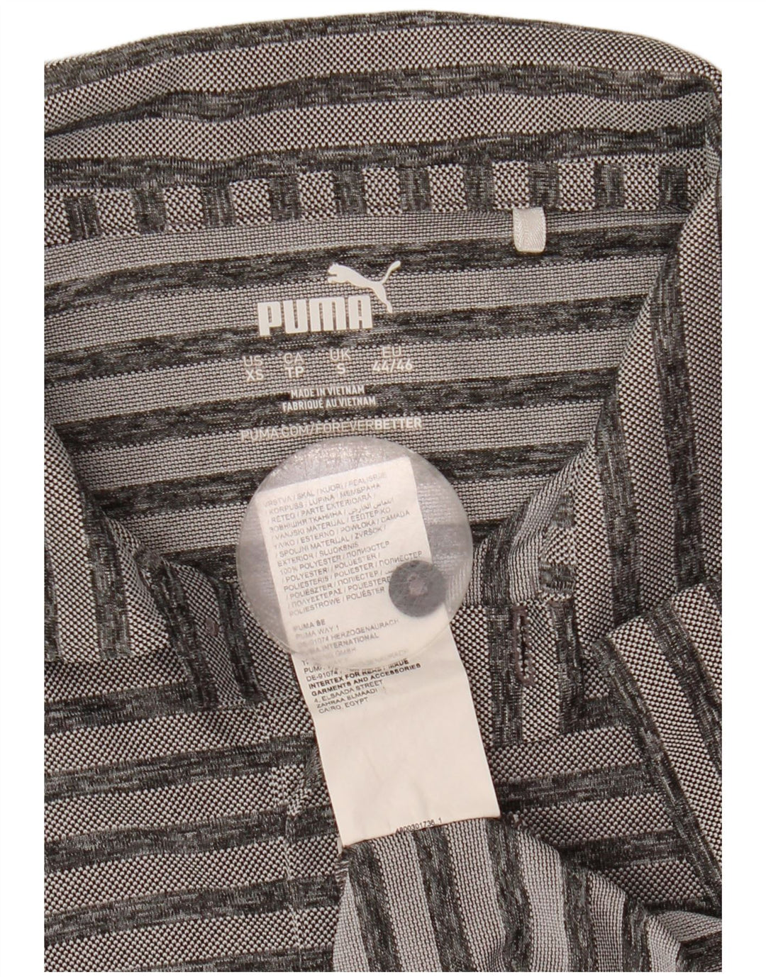 Tricou polo Puma pentru bărbați, poliester cu dungi, gri mic