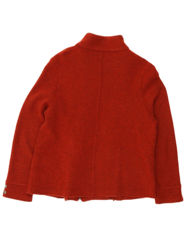 Laura Ashley Jachetă pentru femei tricot cu fermoar complet UK 16 Lână de miel roșie mare