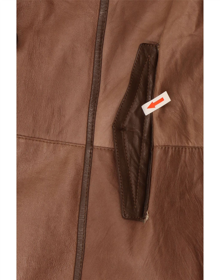 Palton din piele vintage pentru femei UK 14 maro mediu