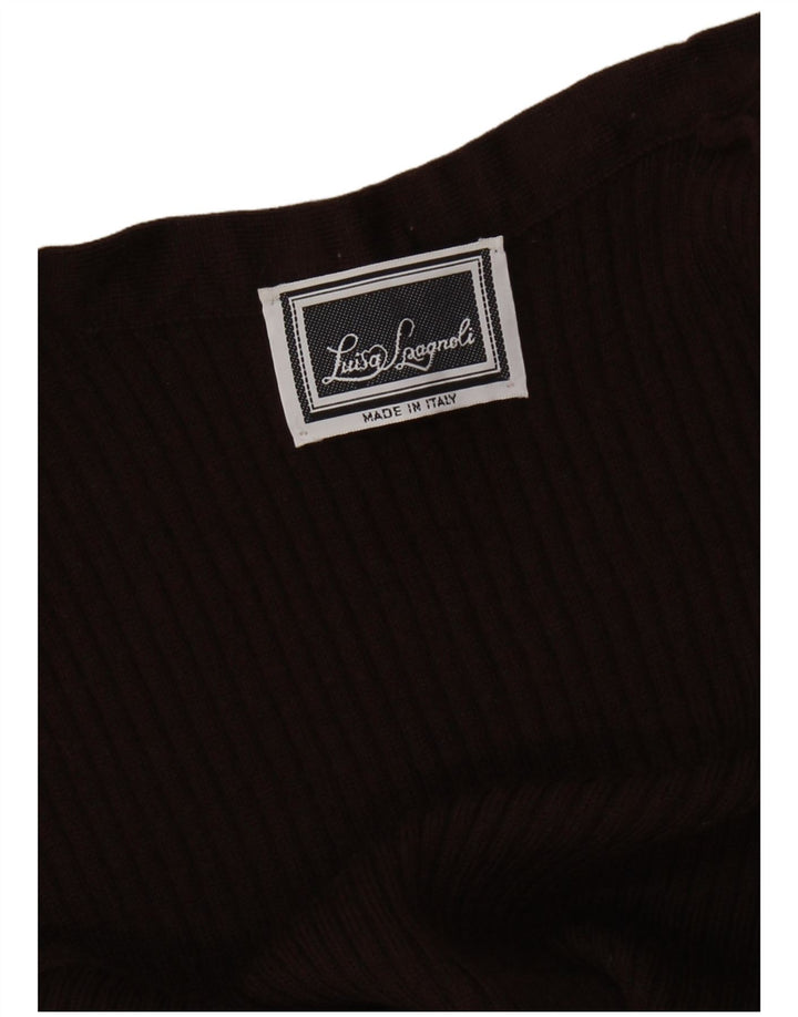 LUISA SPAGNOLI Pulover cardigan deschis fără mâneci pentru femei UK 14 Maro mediu