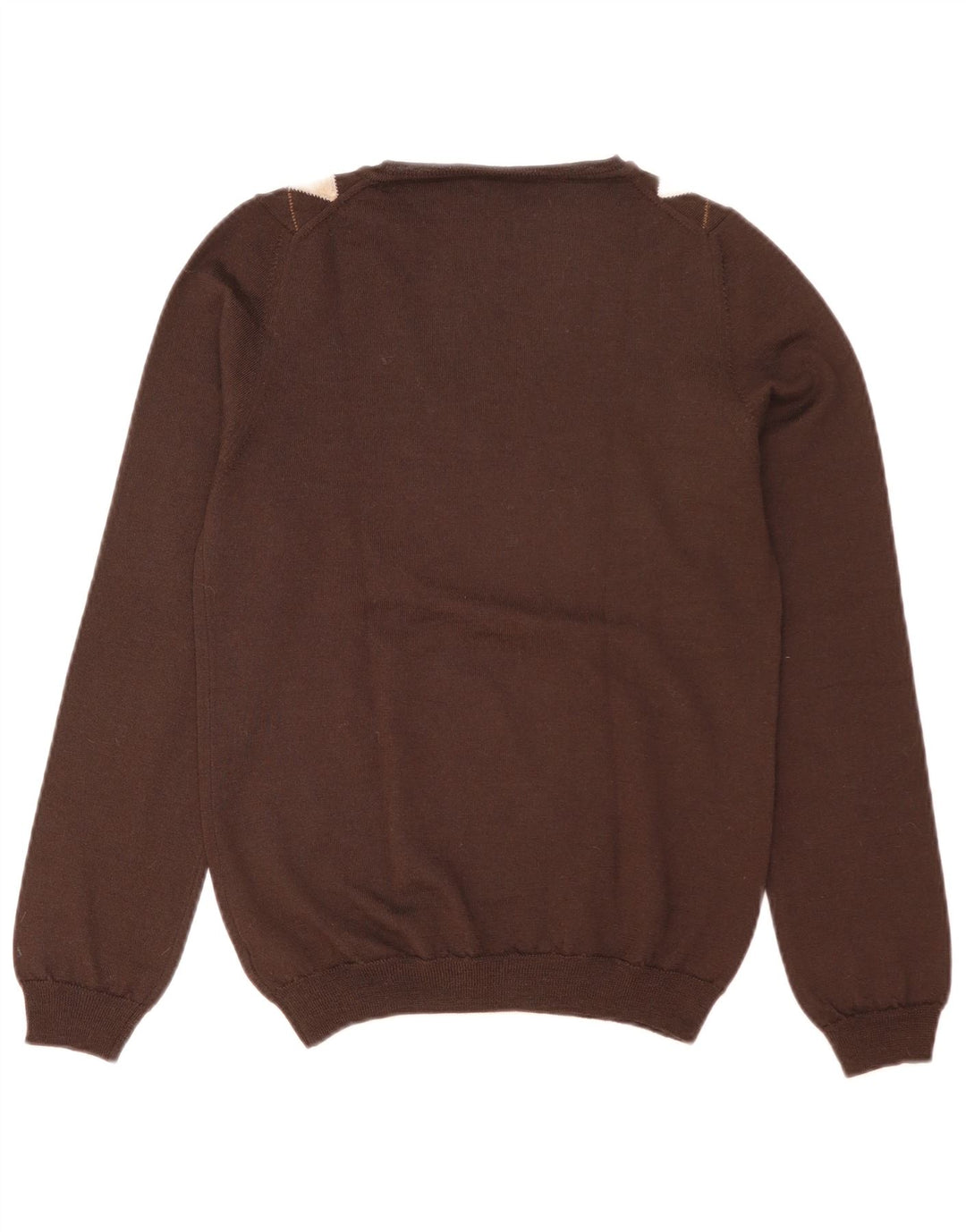 Pulover cu decolteu în V Massimo Dutti pentru femei UK 14 mare maro Argyle/Diamond