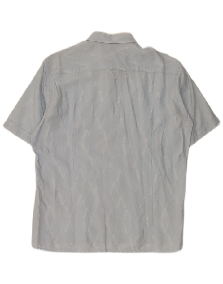 Cămașă cu mânecă scurtă Versace pentru bărbați Mărimea 40 15 3/4 Medium Blue Geometric