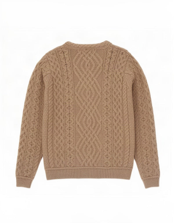 Aran Sweater Market Pulover pentru femei cu gât de barcă UK 10 Mic Bej Lână