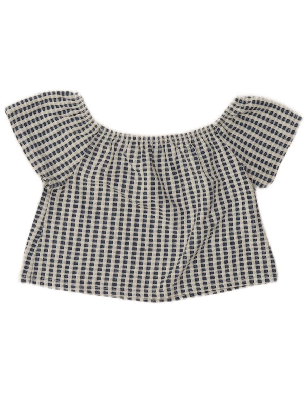 Top Crop Trafaluc pentru femei Zara UK 10 Small Blue Check Poliester