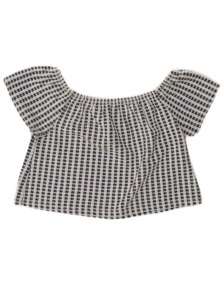 Top Crop Trafaluc pentru femei Zara UK 10 Small Blue Check Poliester